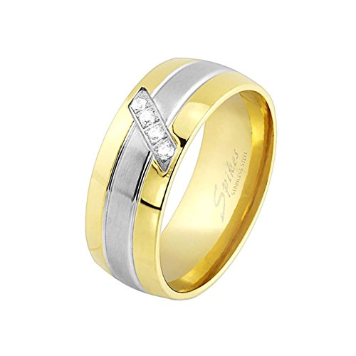 beyoutifulthings funkelnder Vierer ZIRKONIA-Reihe Clear Band-Ring Chirurgenstahl 316L Verlobungs-Ring Partner-Ring Trau-Ring Silber Gold 47(15) von beyoutifulthings