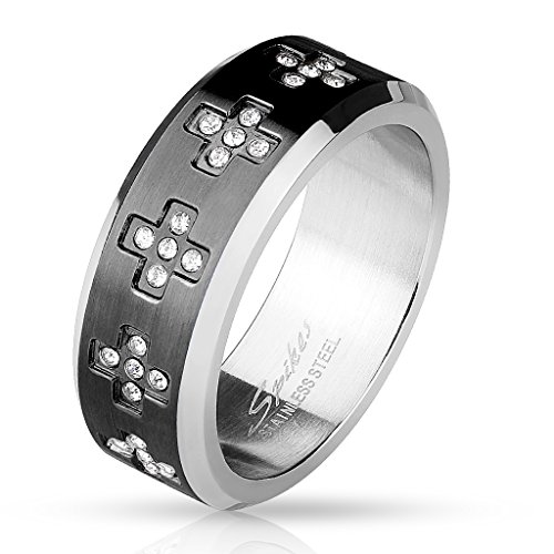 beyoutifulthings glänzender Kreuz Religion Band-Ring Chirurgenstahl 316L Verlobungs-Ring Partner-Ring Trau-Ring 47(15)-72(23) von beyoutifulthings