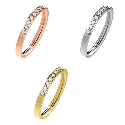 beyoutifulthings zarter Set ZIRKONIA-Reihe Clear Band-Ring Chirurgenstahl 316L Verlobungs-Ring Partner-Ring Trau-Ring Silber, Gold, Roségold 47(15) von beyoutifulthings