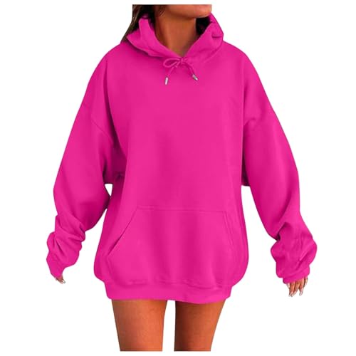 Damen Sweatshirt Hoodie Oversize Winter Langarm Pullover Mit Kapuzen Einfarbig Kordelzug Sweatshirt Outdoor Kapuzenpullover Casual Grosse Grösse Langarmshirt Streetwear Mit Taschen (RD2 #2, XXXL) von bgyujn