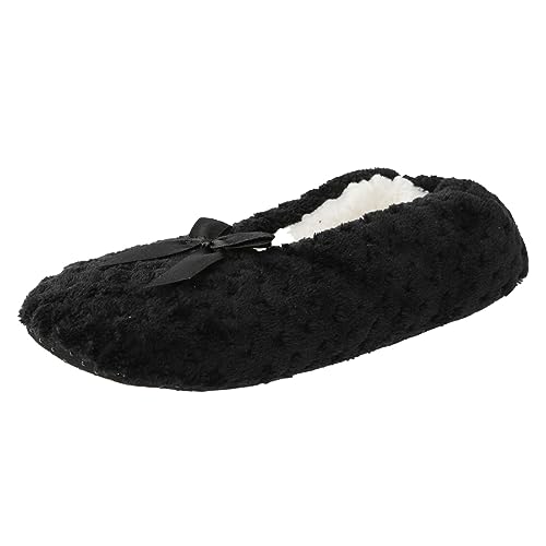 Frauen Schuhe Hause Baumwolle Schuhe Mittleren Lauf Boden Baumwolle Stiefel Können Warme Baumwolle Schuhe Offene Schuhe Damen Pantoletten Mode Weiche Bequeme rutschfeste Cozy Slippers (Black, 40) von bgyujn