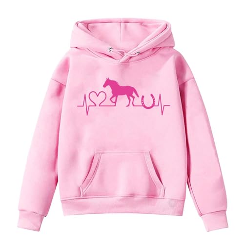 Hochwertige Langärmlige Mädchen Hoodies mit Einzigartigem Pferde-Print für Aktive Kinder Bequem Stylisch für Sport oder Freizeit (8-9 Years) von bgyujn