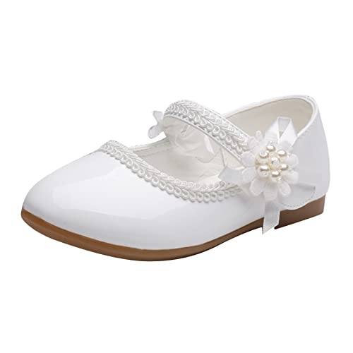 Mädchen Lederschuhe Freizeit Prinzessin rutschfest Gummisohle Performance Abendschuhe Mädchenschuhe Kleine Einzelschuhe Tanzschuhe Bequeme Freizeitschuhe Schuhe Modisch (White, 28.5 Little Child) von bgyujn