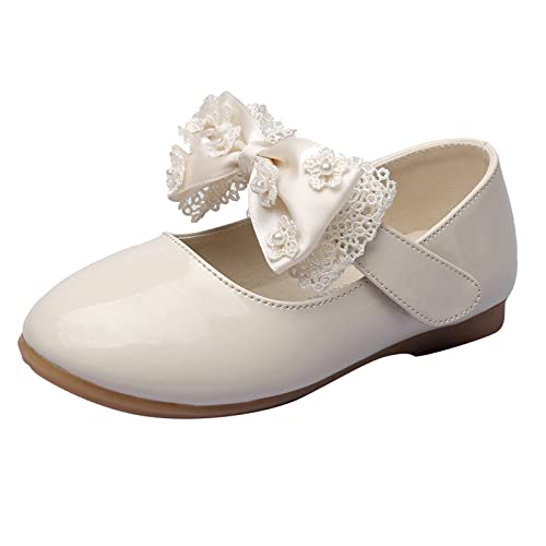 Mädchen Schuhe Modisch Elegante Lederschuhe Freizeit Prinzessin rutschfest Gummisohle Performance Abendschuhe Mädchenschuhe Kleine Einzelschuhe Tanzschuhe Bequeme Freizeitschuhe (Beige, 22.5 Toddler) von bgyujn