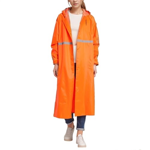 Unisex-Regenmantel In Voller Länge Mit | Regenjacke Für Erwachsene Gut Sichtbarer Reflektorstreifen Winddicht Für Starken Regen Geeignet Regenjacke Damen Wasserdicht Atmungsaktiv Joggen (Orange, L) von bgyujn