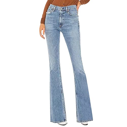 bgyujn Flare Jeans Damen-Jeans mit Hoher Taille Leicht Ausgestelltem Schlitz, Um Dünner Größer Auszusehen Große Größen Lässige Freizeithose Bootcut Schlaghose Jeans Damen (Light Blue, Xs) von bgyujn