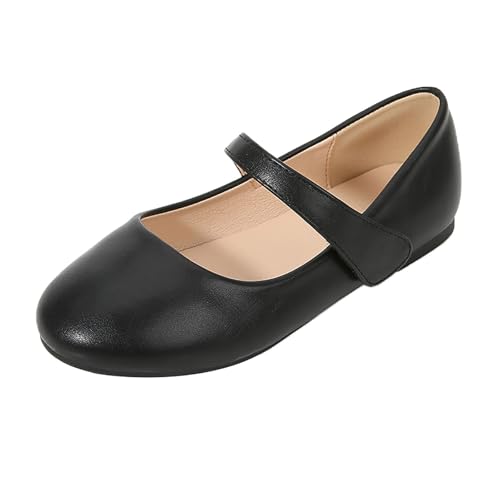 Mädchen Weiche Sohle Schuhe Frühling Prinzessin rutschfest Kinder Lederschuhe Klettverschluss Kinderschuhe Bequeme Bequeme Mädchen Schuhe (Black, 36 Big Kids) von bgyujn