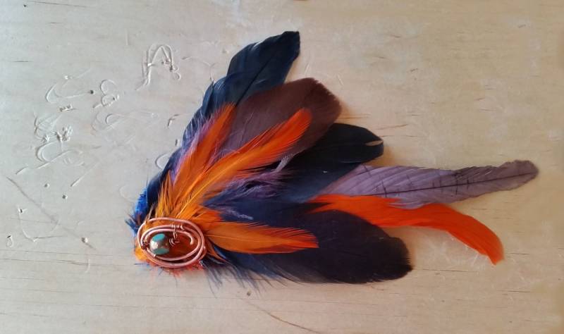 Navy, Lavendel Und Orange Feder Fascinator Mit Kupfer Akzent, "Rani" von bhenderson145