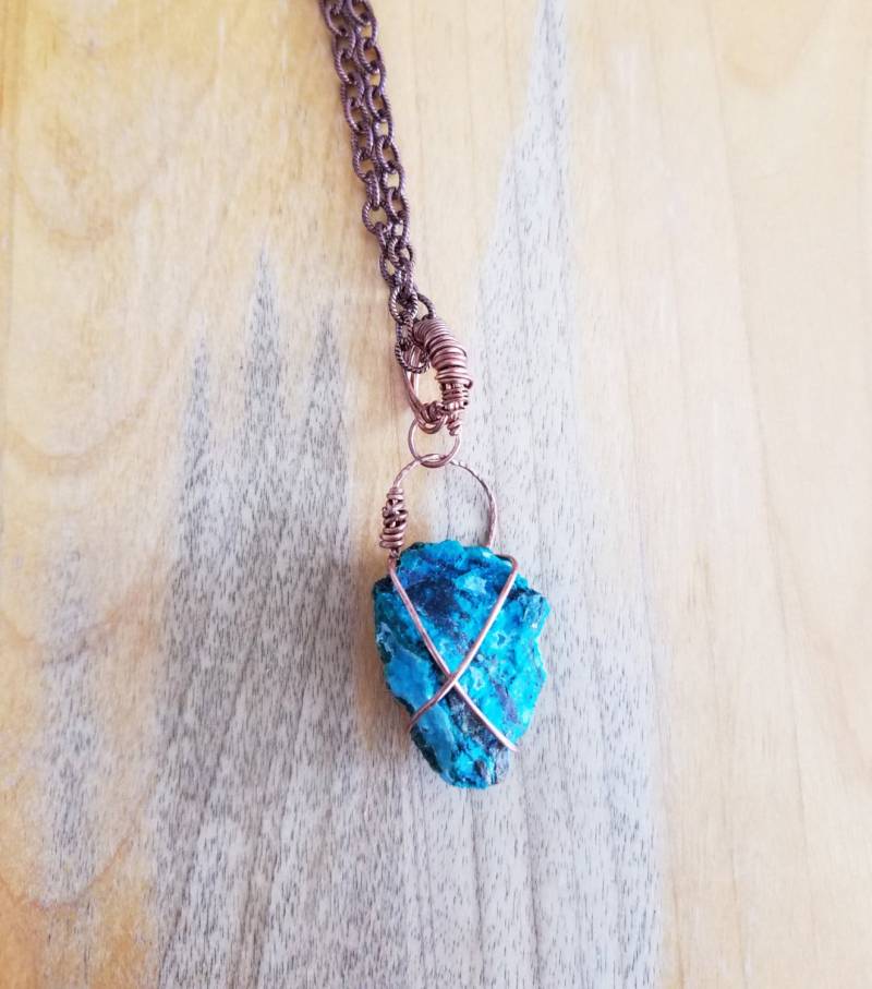 Roher Malachit Halskette, 100 % Kupfer, Kupfer-Kette, Handverdrahtete "Chincui" Roher Malachit Halskette, 100 % Kupfer, Kupfer-Kette, Handverdrahtete "Chincui" von bhenderson145