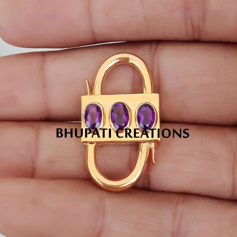 14 Karat Gelbgold-Karabiner-Verschluss, Gold-Vermeil-Karabiner-Twist-Verschluss, 925 Sterling Silber Oval Lock von bhupaticreations