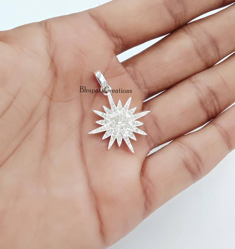 Antike Pave Star Anhänger Schmuck - 92, 5 Sterling Silber Diamond Charms Handmade von bhupaticreations