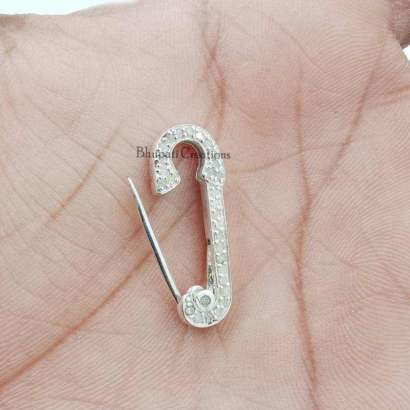 Pave Diamant Sicherheitsnadel Brosche - Silber Designer Modeschmuck Clips Pave Diamant Sicherheitsnadel Brosche - Silber Designer Modeschmuck Clips von bhupaticreations