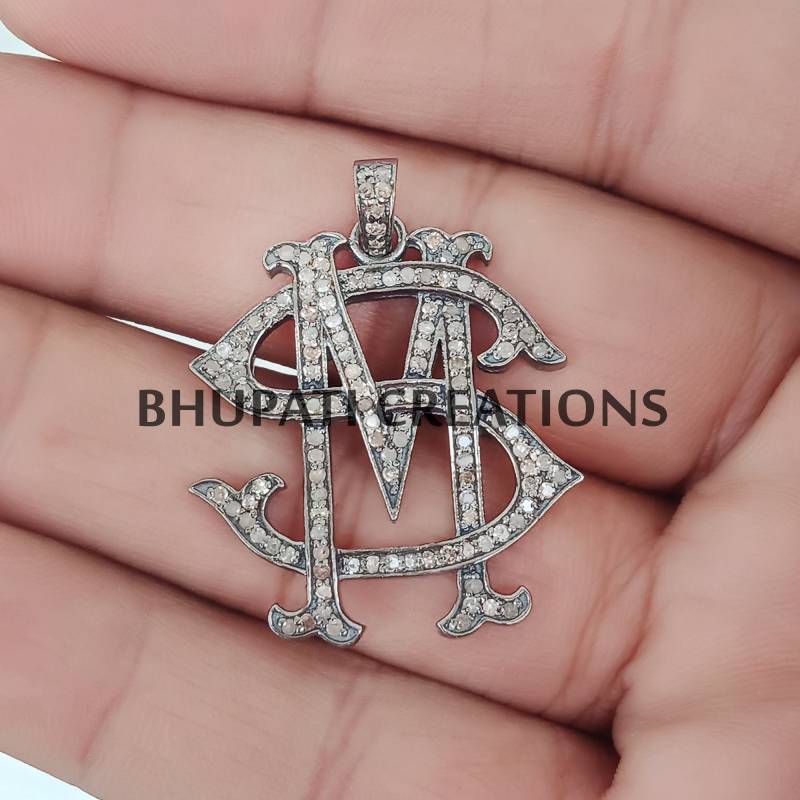 Pave Diamond Sm Ms Monogramm Anhänger, 925 Sterling Silber 2 Buchstaben Anhänger Schmuck, Custom Schmuck von bhupaticreations