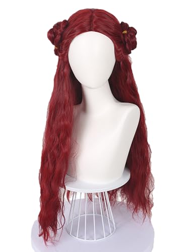bi bi hou Descendants Cosplay Perücke Rot Lange Gelockte Descendants Verkleidung Rise of Red Cosplay Wig Red Perücke Weihnachten Halloween Karneval Party Bühnenauftritt Kostüm Zubehör von bi bi hou