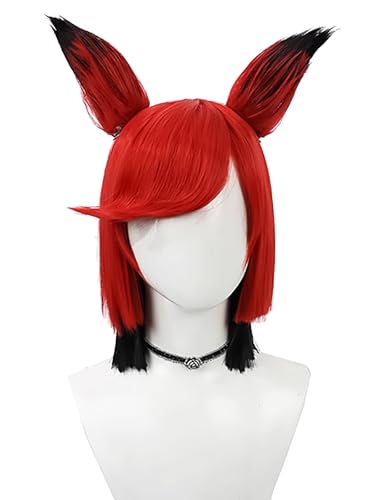 bi bi hou Hazbin Hotel Alastor Cosplay Perücke Anime Hazbin Hotel Verkleidung Alastor Cosplay Wig Halloween Karneval Party Cosplay Kostüm Zubehör Perücke Erwachsene von bi bi hou