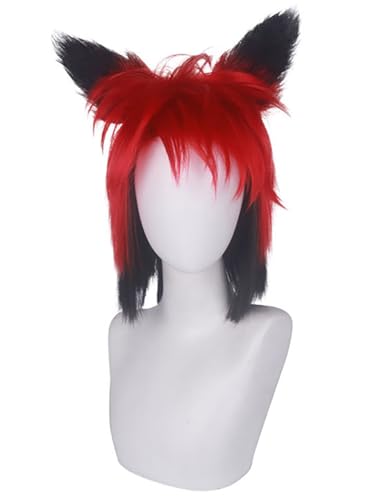 bi bi hou Hazbin Hotel Alastor Cosplay Perücke mit Haarspange und Brille Anime Hazbin Hotel Verkleidung Alastor Cosplay Wig Halloween Karneval Party Cosplay Kostüm Zubehör Perücke Erwachsene von bi bi hou