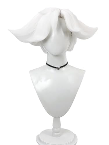 bi bi hou Hazbin Hotel Angel Dust Cosplay Perücke Weiße Anime Hazbin Hotel Verkleidung Angel Dust Cosplay Wig Halloween Karneval Party Cosplay Kostüm Zubehör Perücke Erwachsene von bi bi hou