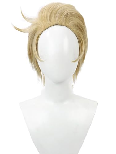 bi bi hou Hazbin Hotel Lucifer Cosplay Perücke Blonde Anime Hazbin Hotel Verkleidung Lucifer Morningstar Cosplay Wig Halloween Karneval Party Cosplay Kostüm Zubehör Perücke Erwachsene von bi bi hou