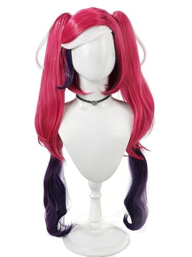 bi bi hou Hazbin Hotel Velvet Cosplay Perücke Lange Doppelte Pferdeschwanz Anime Hazbin Hotel Verkleidung Velvet Cosplay Wig Halloween Karneval Party Cosplay Kostüm Zubehör Perücke Erwachsene von bi bi hou