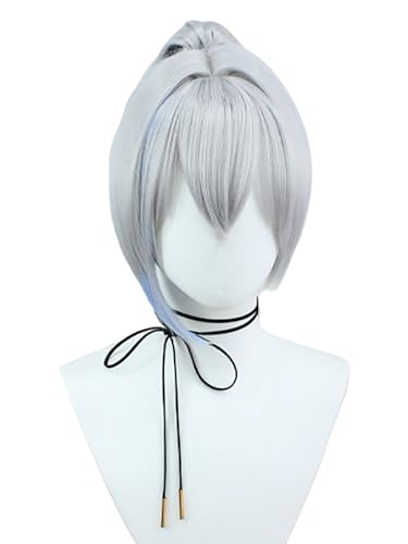 bi bi hou Honkai Star Rail Silver Wolf Cosplay Perücke Silber Honkai Star Rail Verkleidung Silver Wolf Cosplay Wig Anime Perücke Halloween Karneval Party Cosplay Kostüm Zubehör Perücke Erwachsene von bi bi hou
