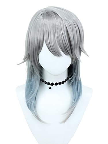 bi bi hou Honkai Star Rail Sunday Cosplay Perücke Grau Honkai Star Rail Verkleidung Sunday Cosplay Wig Anime Perücke Halloween Karneval Party Cosplay Kostüm Zubehör Perücke Erwachsene von bi bi hou