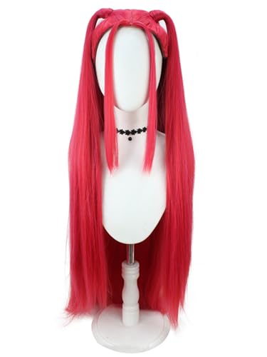bi bi hou Mira Cosplay Perücke Rot Länge 95cm Anime Demon Hunters Verkleidung Mira Wig Halloween Karneval Party Kostüm Zubehör Anime Perücke Erwachsene von bi bi hou