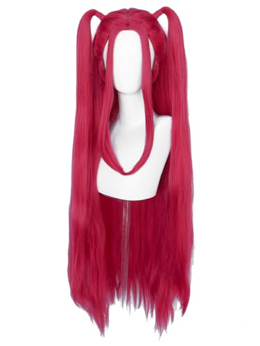 bi bi hou Mira Cosplay Perücke Rot Lang Anime Demon Hunters Verkleidung Mira Wig Halloween Karneval Party Kostüm Zubehör Anime Perücke Erwachsene von bi bi hou