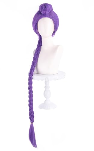 bi bi hou Rumi Cosplay Perücke Violett Lange Zöpfe 130cm Anime Demon Hunters Verkleidung Rumi Wig Halloween Karneval Party Kostüm Zubehör Anime Perücke Erwachsene von bi bi hou