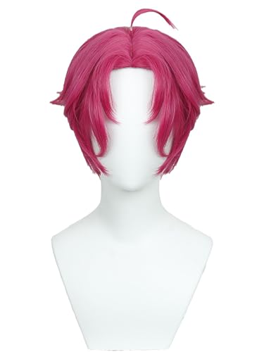 bi bi hou Saja Boys Abby Cosplay Perücke Rote Länge 30cm Anime Demon Hunters Verkleidung Sajaboys Abby Wig Halloween Karneval Party Kostüm Zubehör Anime Perücke Erwachsene von bi bi hou