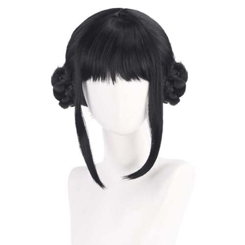 bi bi hou Zoe Cosplay Perücke Schwarz Länge 33cm Anime Demon Hunters Verkleidung Zoe Wig Halloween Karneval Party Kostüm Zubehör Anime Perücke Erwachsene von bi bi hou