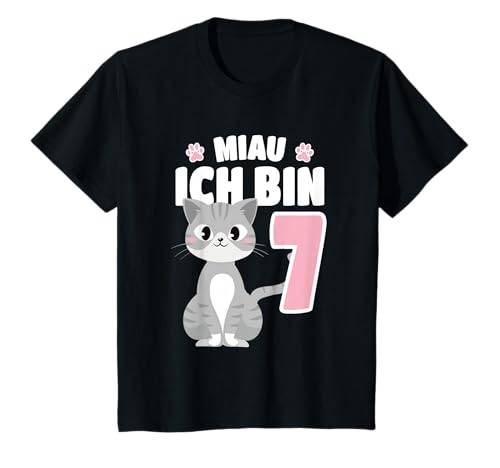 Katze 7 Geburtstag Deko ich bin 7 Kätzchen Mädchen 7 Jahre T-Shirt von biFine - Katzen Geburtstagsshirt Geschenke