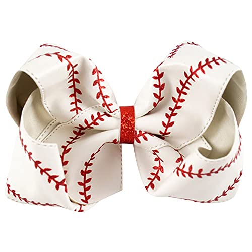 Haargummi Männer Softball-Haarspange, Schleife, zwei Farben, Softball-Haarring, Krawatte, weiß und gelb, Softball-Cheer-Schleife Haarband Damen Elastisch (White, One Size) von biJerou