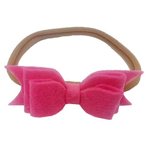 Haargummis Damen Kleinkind Baby Mädchen einfarbig Stirnband Bowknot elastisches Haarband für Kleinkinder Stirnband Mädchen 7 Jahre (Hot Pink, One Size) von biJerou