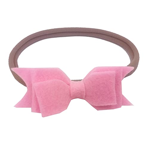 Haargummis Damen Kleinkind Baby Mädchen einfarbig Stirnband Bowknot elastisches Haarband für Kleinkinder Stirnband Mädchen 7 Jahre (Pink, One Size) von biJerou