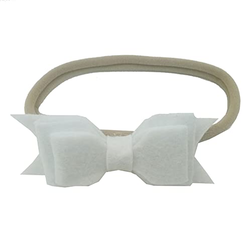 Haargummis Damen Kleinkind Baby Mädchen einfarbig Stirnband Bowknot elastisches Haarband für Kleinkinder Stirnband Mädchen 7 Jahre (White, One Size) von biJerou