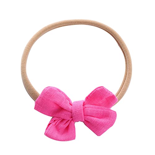 Haarreif Mädchen Blumen Kleinkind Baby Mädchen einfarbig Stirnband Bowknot elastisches Haarband für Kleinkinder Haarband Stirnband Damen (Hot Pink, One Size) von biJerou