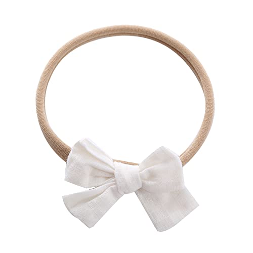 Haarreif Mädchen Blumen Kleinkind Baby Mädchen einfarbig Stirnband Bowknot elastisches Haarband für Kleinkinder Haarband Stirnband Damen (White, One Size) von biJerou