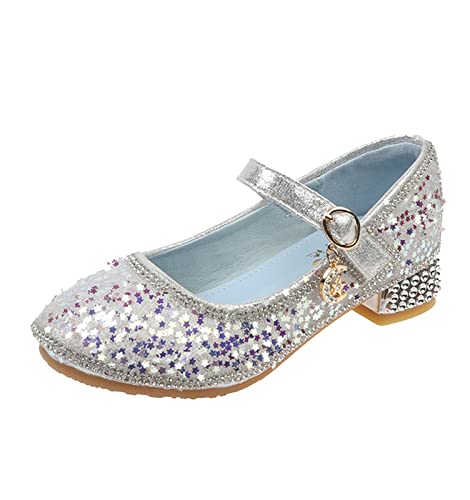 Prinzessin Schuhe Mädchen Glitzer Hochzeitsschuhe mit Pailletten Mary Jane Schuhe Kinder Stöckelschuhe Hochzeit Party Performance Tanzschuhe Partei Glitzer Pumps Mädchen Stiefel von biJerou