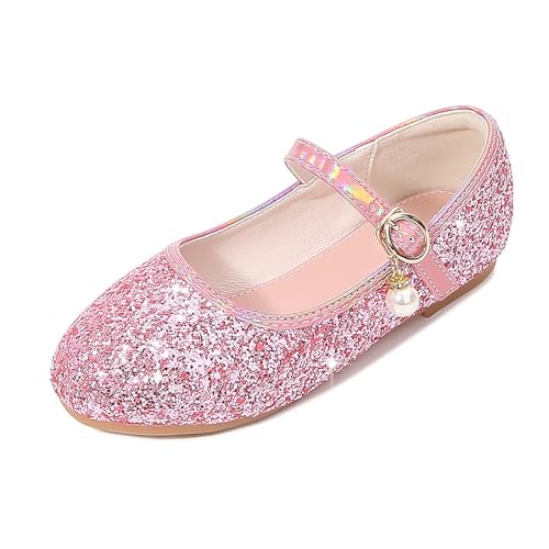 Prinzessin Schuhe Mädchen Kristall ELSA Schuhe Glitzer Prinzessin Schuhe mit Pailletten Kinder Sandalen Eiskönigin Flamenco Schuhe Mary Jane Schuhe Ballerina Schuhe Mädchen Sandalen von biJerou