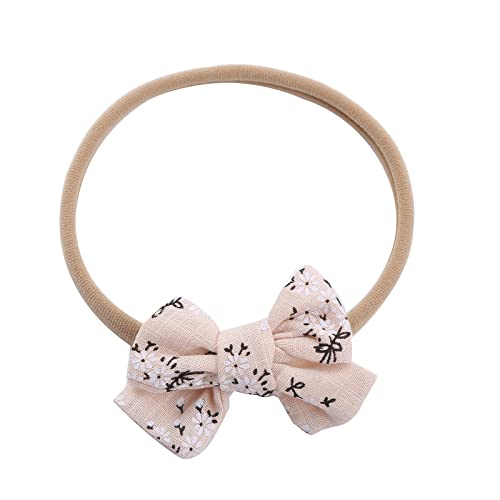 Schlauchschal Damen Winter Kleinkind Baby Mädchen Blumendruck Stirnband Bowknot elastisches Haarband für Kleinkinder Haarreif Kleinkind (Beige, One Size) von biJerou