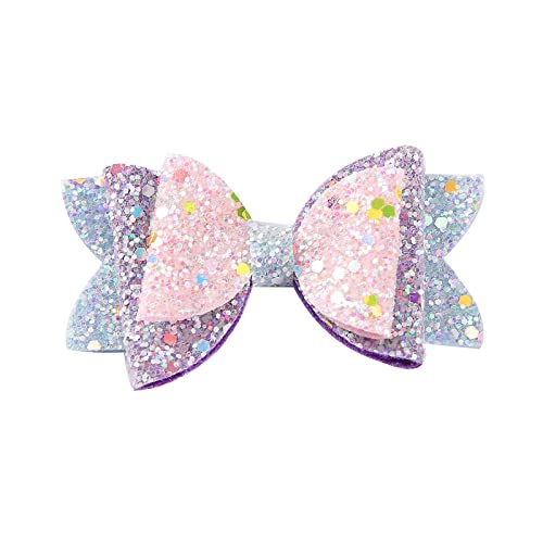 Schlauchschal Gelb Kleinkind Baby Mädchen Glitzer Haar Bowknot Haarspange Pailletten Haarnadel Kopfbedeckung Schmetterling Accessoires (A, One Size) von biJerou