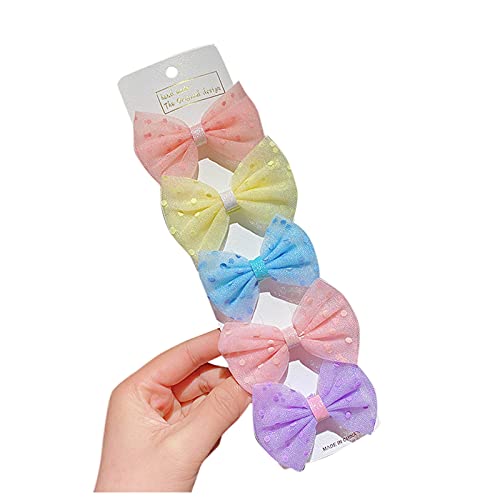 Stirnband Damen Winter Reiten 5 STÜCK Kleinkind Kinder Baby Mädchen Bunte Bowknot Haarnadel Haarspange Zubehör Mittelalter Haarschmuck (G, One Size) von biJerou