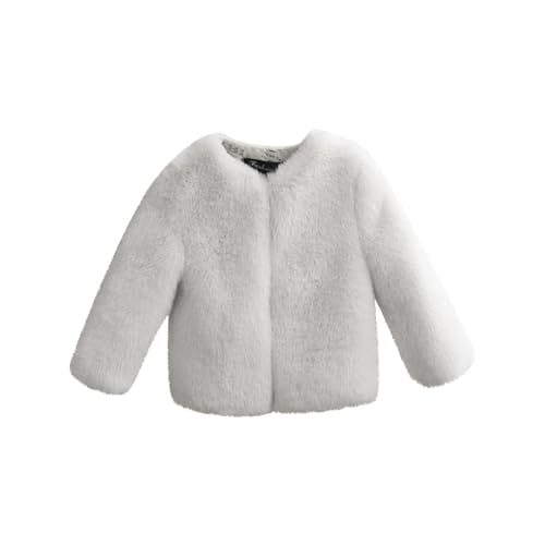 Winterjacke Mädchen Rundhals Langarm Cardigan Kurz Pelzmantel aus Kaninchenimitat Flauschige Mantel Mode PlüSchjacke Winter Solide Warme Oberbekleidung Mädchen Kunstpelzmantel von biJerou