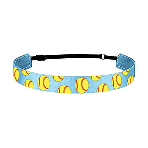 Zopfbänder Damen Mädchen-Baseball-Softball-Sport-Haarband, elastisch, rutschfest, Haarband, Lauf-Stirnband, Haar-Accessoires Haarreif Hellblau (Light Blue, One Size) von biJerou