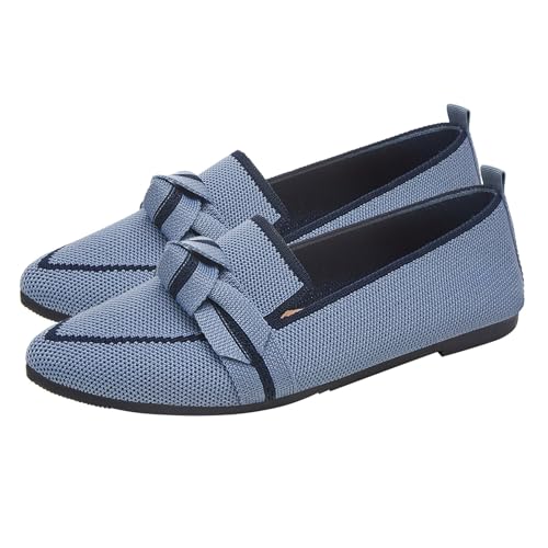 biJerou Atmungsaktive und Bequeme Freizeitschuhe für Damen mit flachem Boden und flachem Schnitt Damen Schuhe Winter 35 (Blue, 39) von biJerou