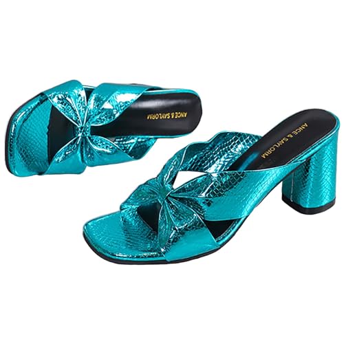 biJerou Damen Hausschuhe Damen Hausschuhe mit hohen Absätzen Strandschuhe Schuhe mit hohen Absätzen Sandalen Schuhe Internationalist Damen (Blue, 36) von biJerou