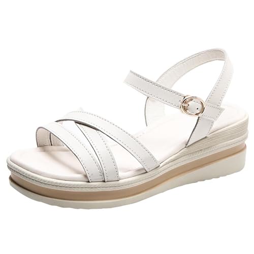 biJerou Damen-Sandalen mit dicken Sohlen, bequeme und vielseitige Strand-Freizeitsandalen Krankenhaus Schuhe Damen Comic (White, 38) von biJerou