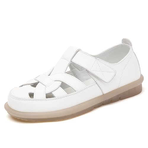 biJerou Damen-Schuhe, hohl, einfarbig, lässig, modisch, Freizeitschuhe Damen Schuhe Mit Absatz Elegant Schwarz (White, 39) von biJerou