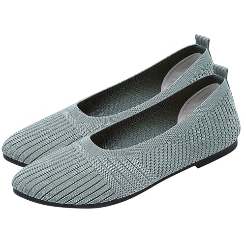 biJerou Damen-Sommer-Freizeitschuhe mit weicher Sohle, Fly Woven, flach, atmungsaktiv Schuhe 39 Damen Schwarz (Light Blue, 39) von biJerou