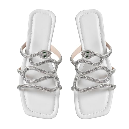 biJerou Damen Sommer flache römische Schuhe große Strandsandalen Allstars Schuhe Damen (White, 36) von biJerou